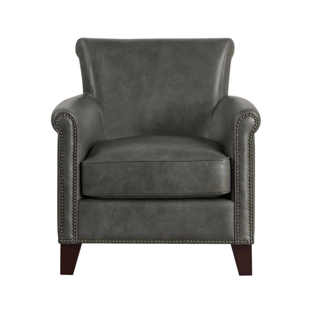 Tria Sofa Accent Chair | Gray Faux Leather | Nailhead Trims | 32’’ BM336251