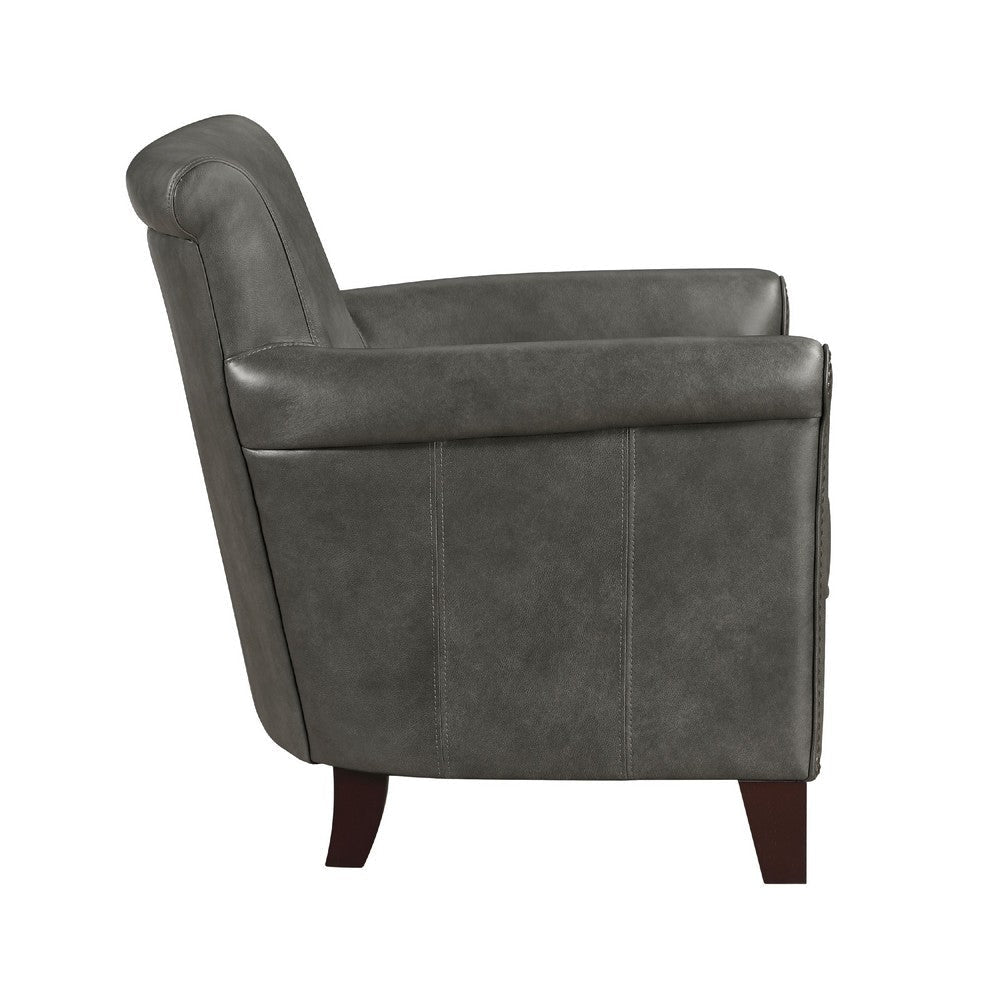 Tria Sofa Accent Chair | Gray Faux Leather | Nailhead Trims | 32’’ BM336251