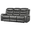 Paul Power Recliner Sofa | 87" | Gray Faux Leather | Drop Down Table