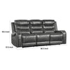 Paul Power Recliner Sofa | 87" | Gray Faux Leather | Drop Down Table