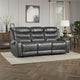Paul Power Recliner Sofa | 87" | Gray Faux Leather | Drop Down Table