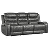 Paul Power Recliner Sofa | 87" | Gray Faux Leather | Drop Down Table