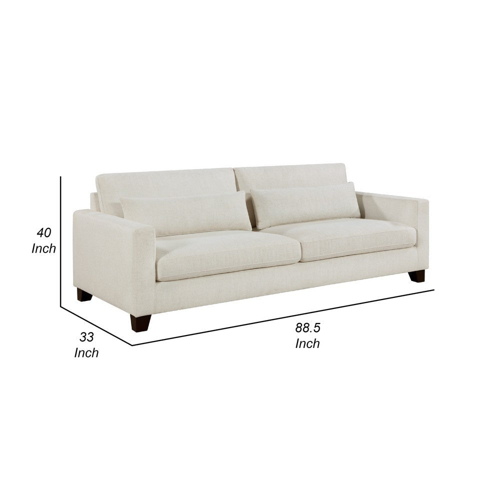 Bior Sofa | 2 Lumbar Pillows | Ivory Fabric | 89’’ | Modern Design BM336275