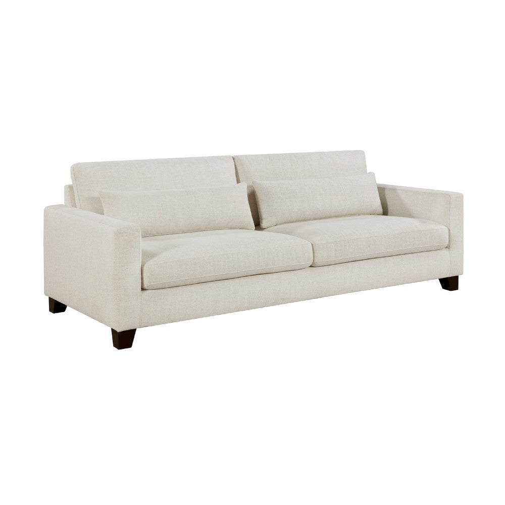 Bior Sofa | 2 Lumbar Pillows | Ivory Fabric | 89" | Modern Design