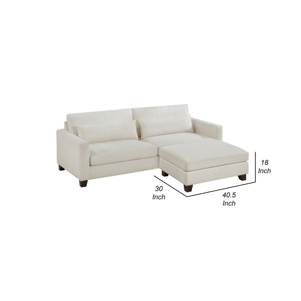 Bior Accent Ottoman | Ivory Fabric Upholstery | Solid Wood Legs | 41’’ BM336276