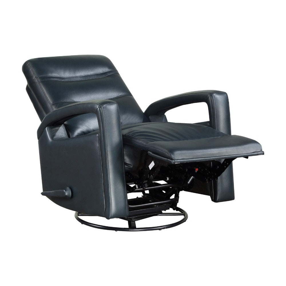 Kamo Manual Recliner Swivel Chair | 32’’ | Navy Blue Faux Leather BM336277
