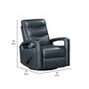 Kamo Manual Recliner Swivel Chair | 32’’ | Navy Blue Faux Leather BM336277