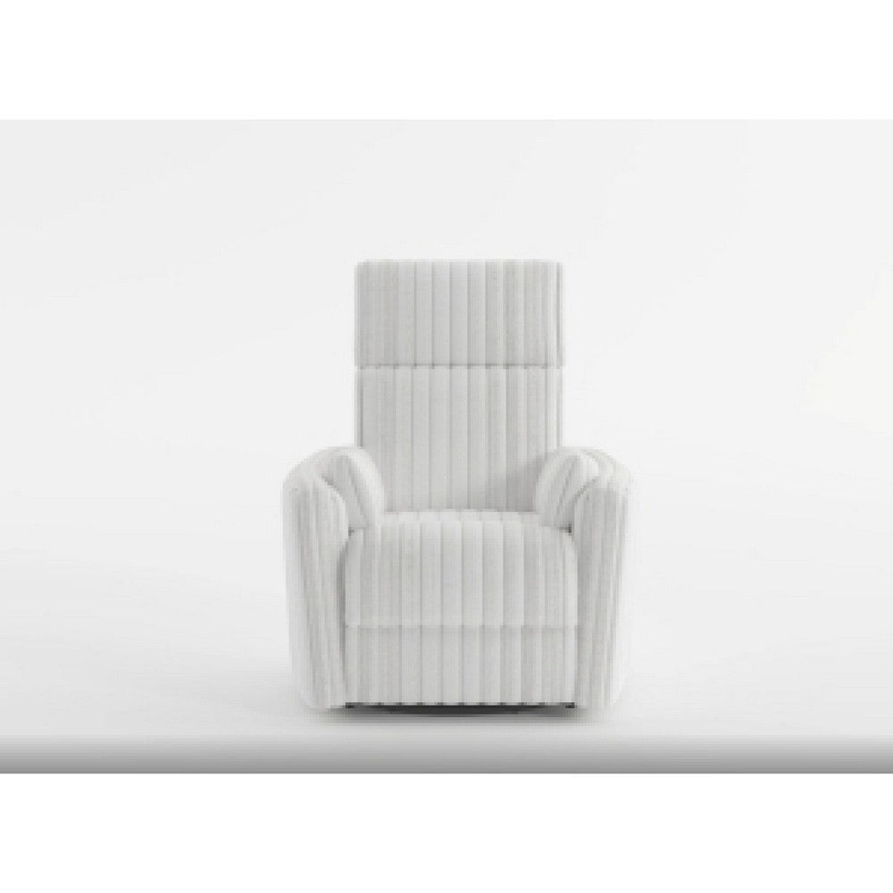 Swivel Manual Recliner Chair | 2 Pillows | White Corduroy | 39’’ BM336279