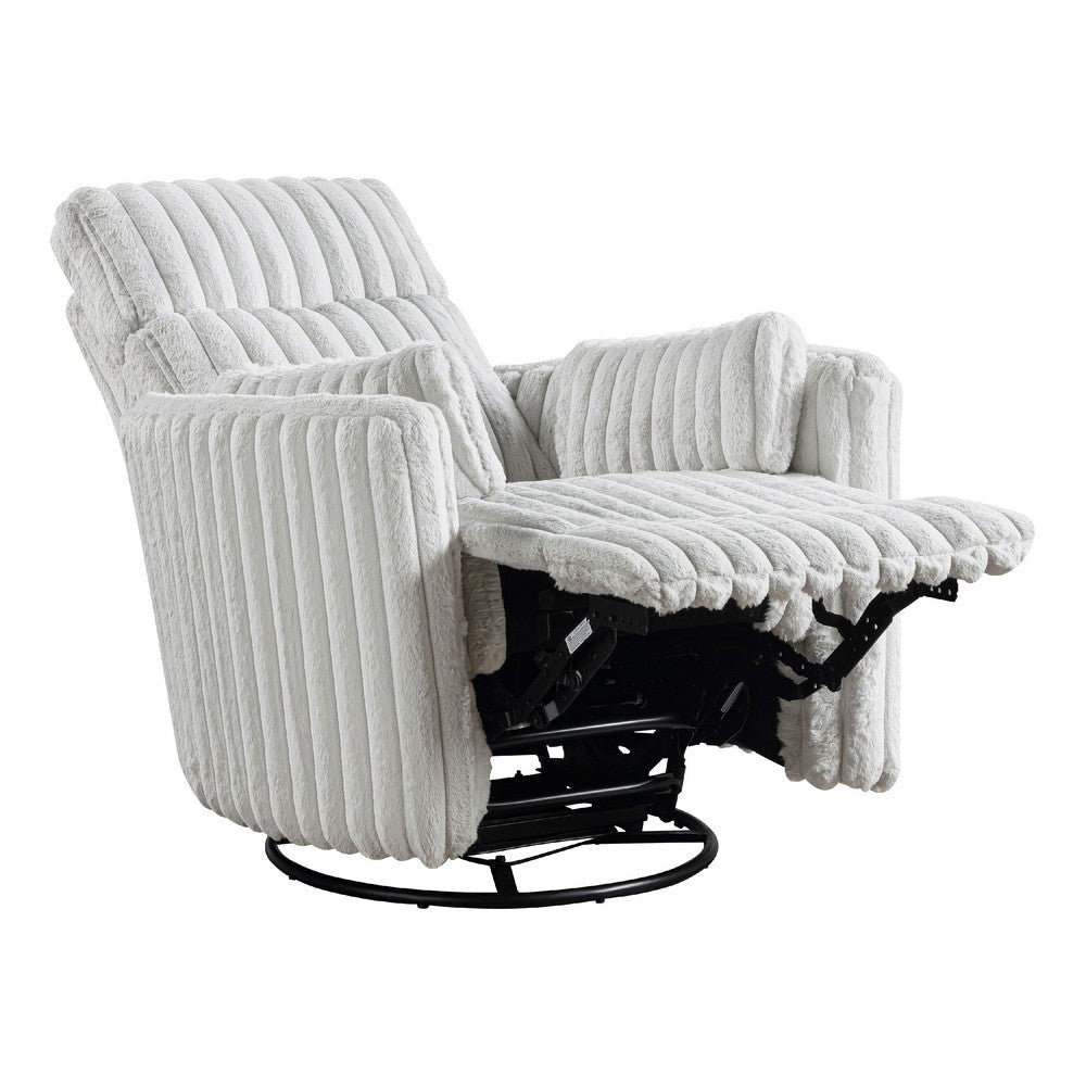Swivel Manual Recliner Chair | 2 Pillows | White Corduroy | 39’’ BM336279