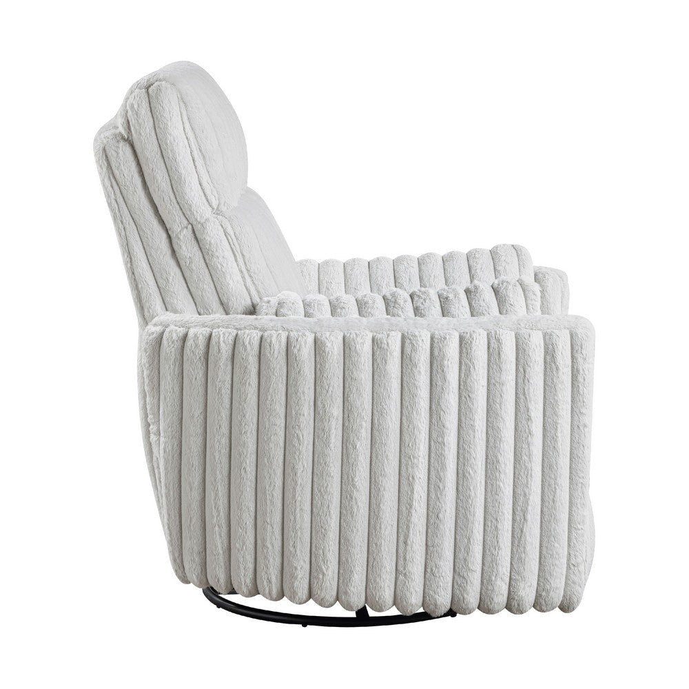 Swivel Manual Recliner Chair | 2 Pillows | White Corduroy | 39’’ BM336279