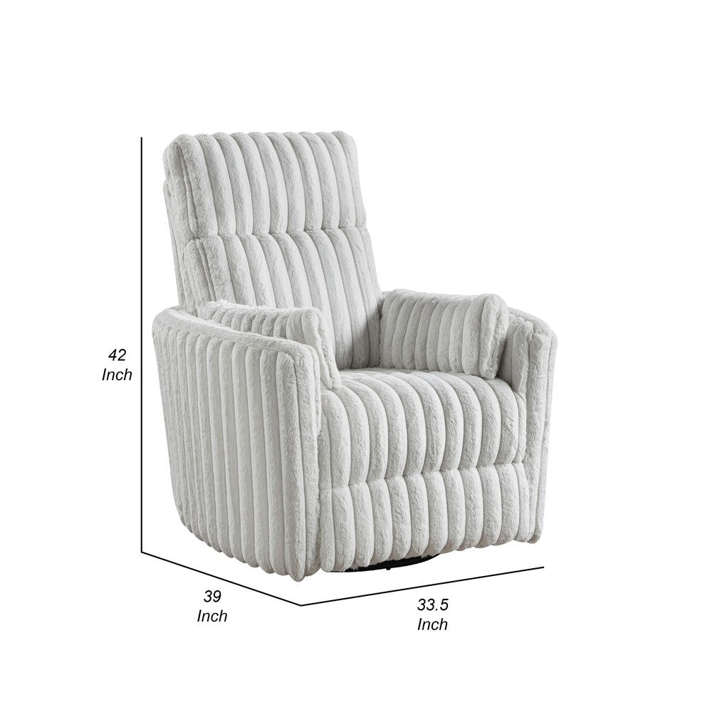 Swivel Manual Recliner Chair | 2 Pillows | White Corduroy | 39’’ BM336279