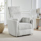 Swivel Manual Recliner Chair | 2 Pillows | White Corduroy | 39"