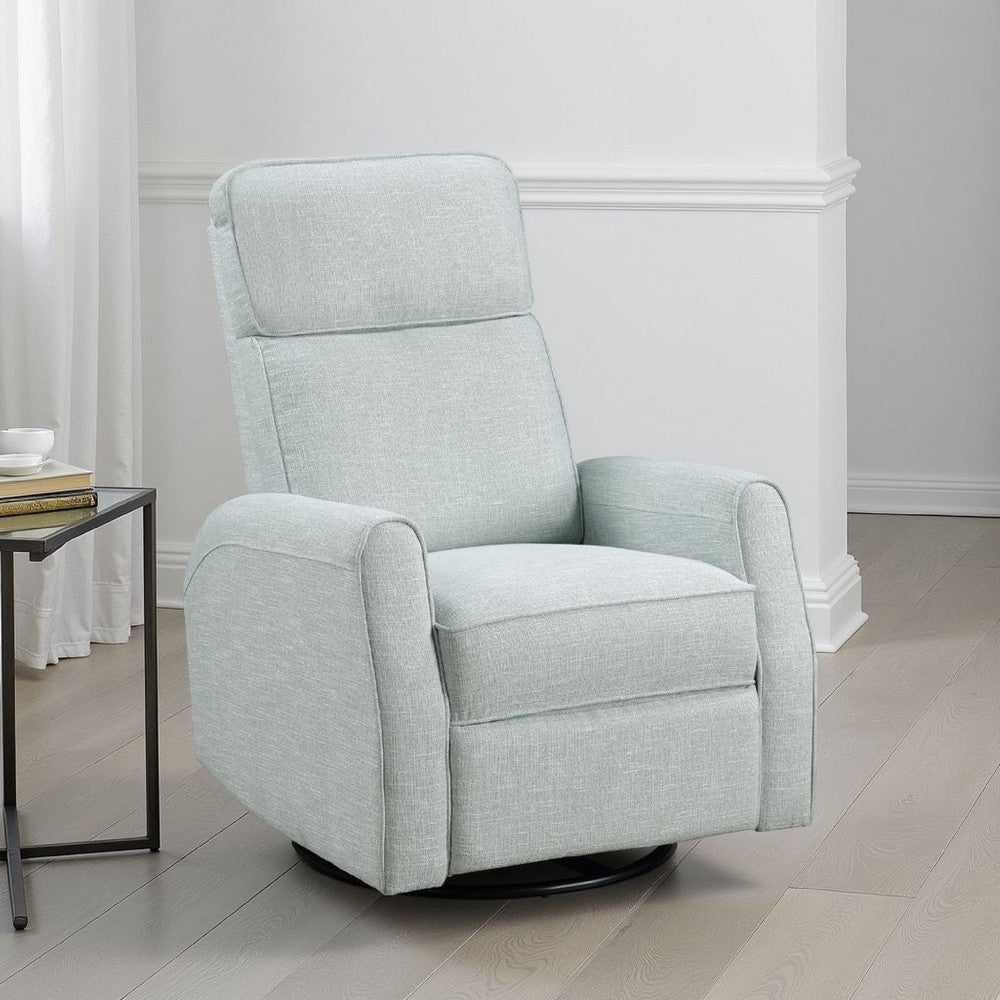 Leox Manual Recliner Chair | 30" | Light Blue Boucle | 360 Swivel