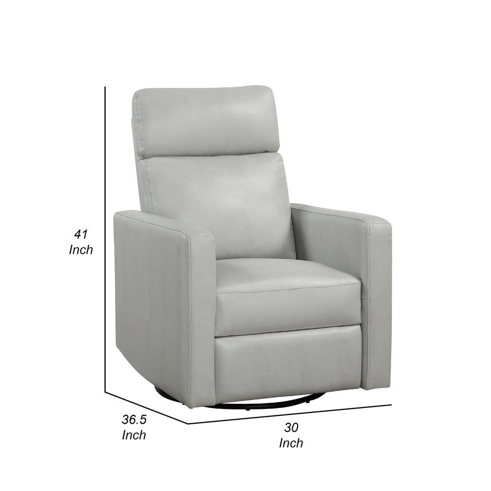 Yujo Recliner Chair | Manual | 30’’ | Gray Faux Leather | 360 Swivel BM336283