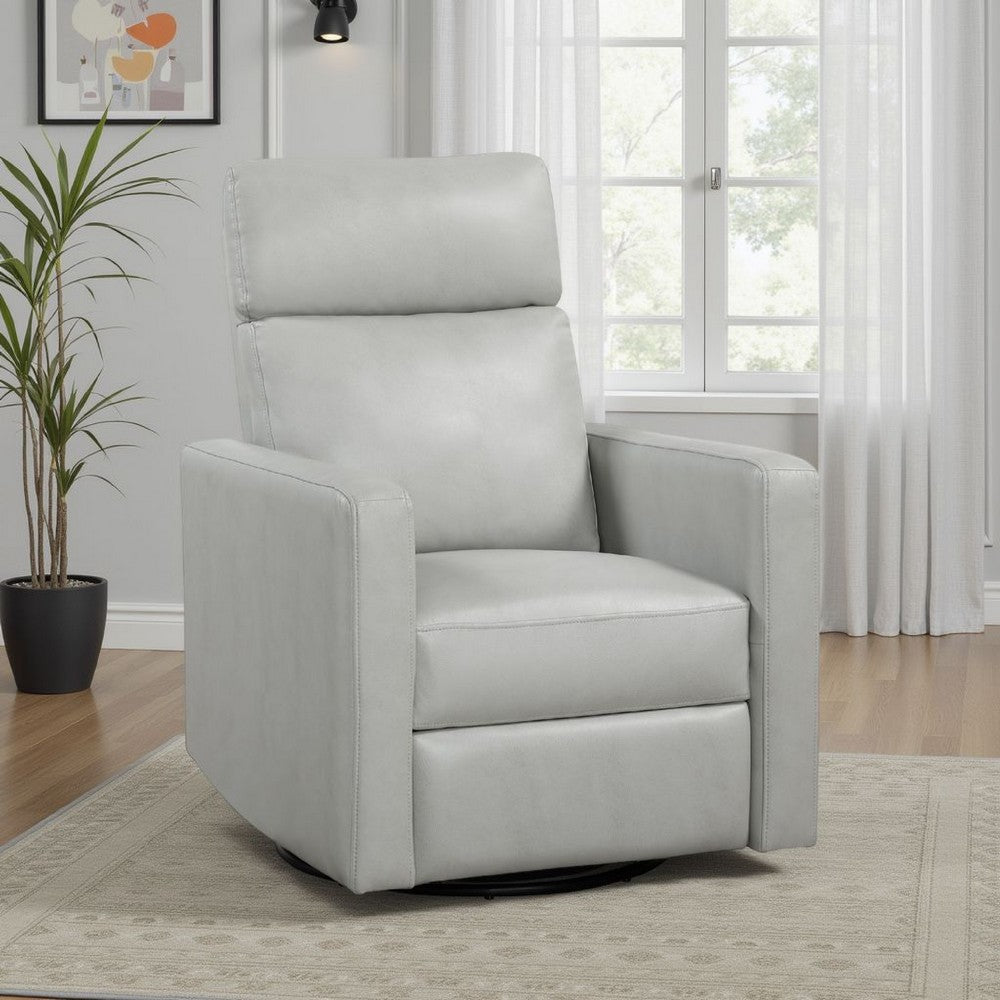 Yujo Recliner Chair | Manual | 30" | Gray Faux Leather | 360 Swivel