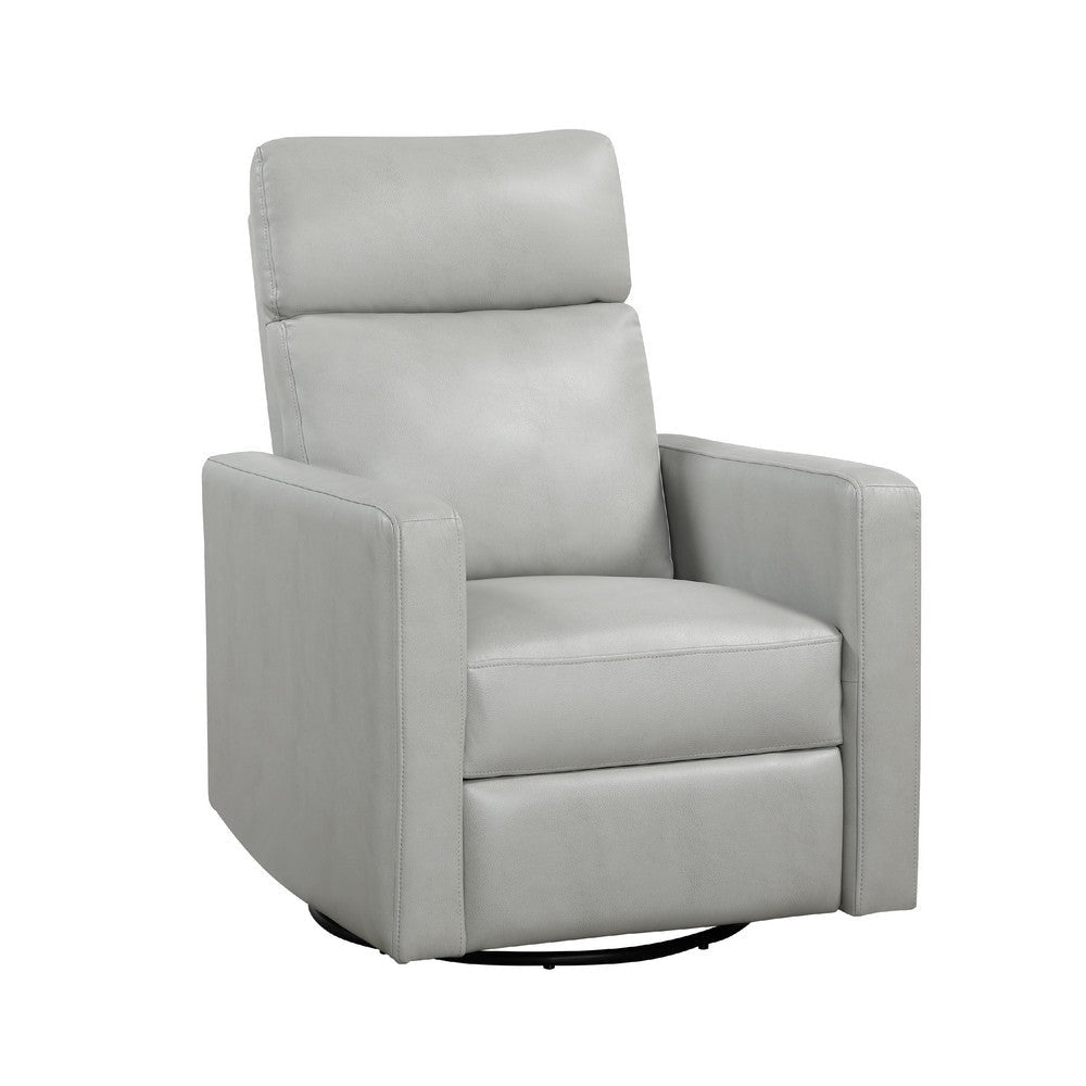 Yujo Recliner Chair | Manual | 30" | Gray Faux Leather | 360 Swivel