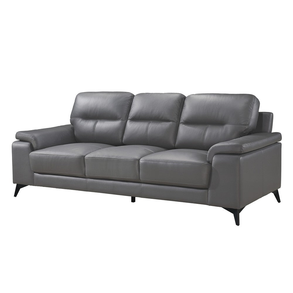 Mica Sofa | Dark Gray Top Grain Leather Foam Cushions | 89’’ BM336284