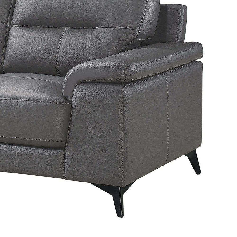 Mica Sofa | Dark Gray Top Grain Leather Foam Cushions | 89’’ BM336284