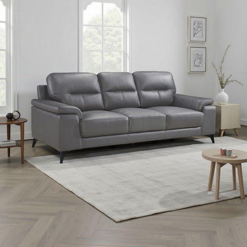 Mica Sofa | Dark Gray Top Grain Leather Foam Cushions | 89"