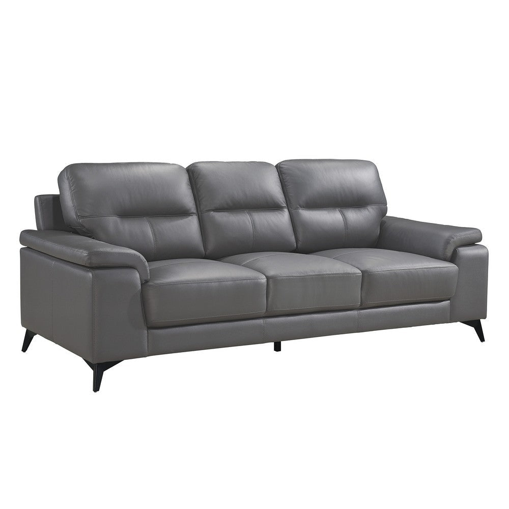 Mica Sofa | Dark Gray Top Grain Leather Foam Cushions | 89"
