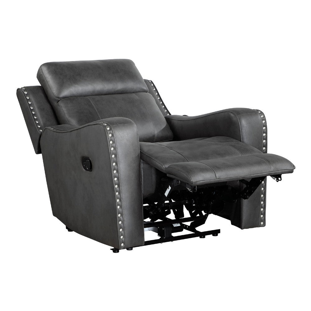 Gimo Manual Recliner Chair | Dark Gray Microfiber | 37’’ BM336285