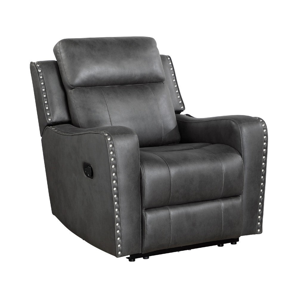 Gimo Manual Recliner Chair | Dark Gray Microfiber | 37"