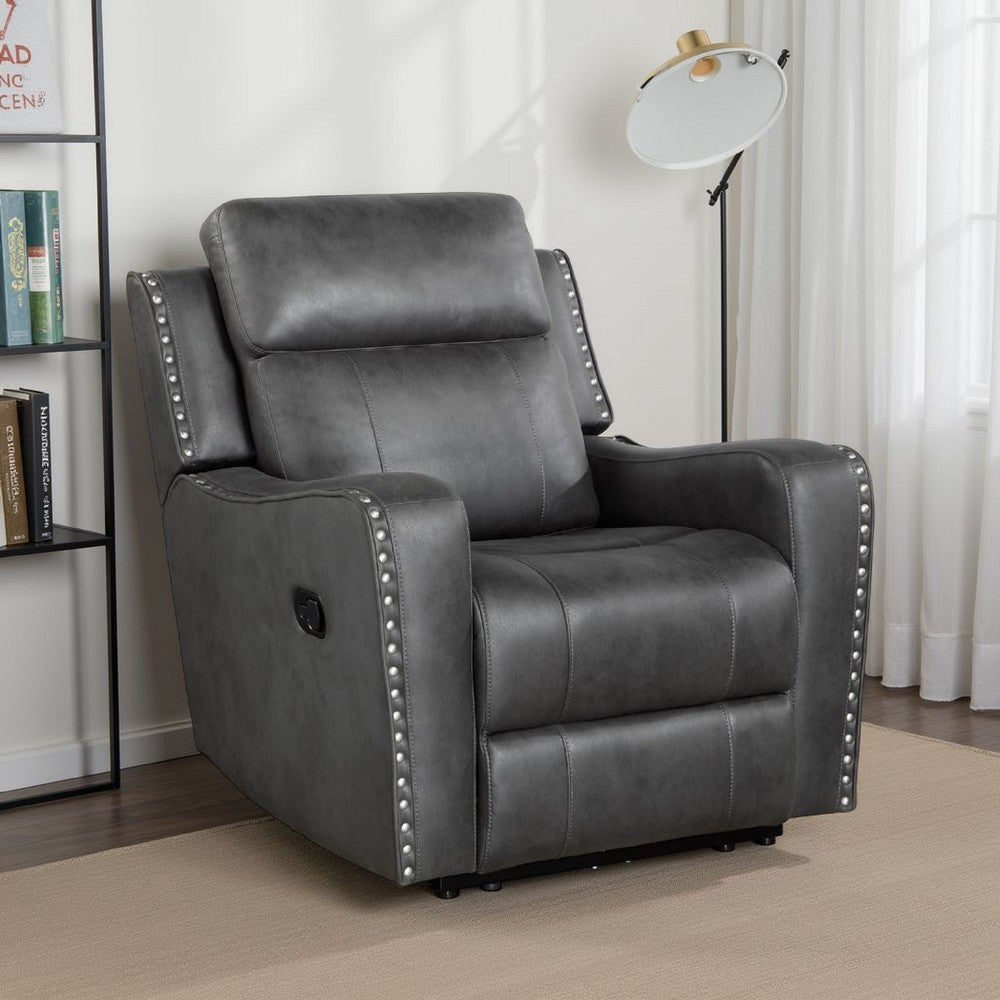 Gimo Manual Recliner Chair | Dark Gray Microfiber | 37"