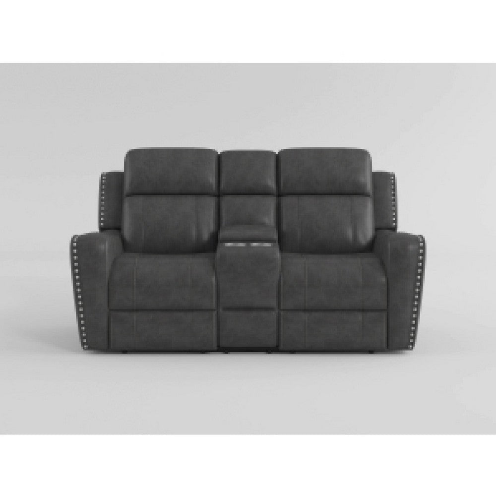 Gimo Dual Manual Recliner Loveseat | Dark Gray Microfiber | 72’’ BM336287