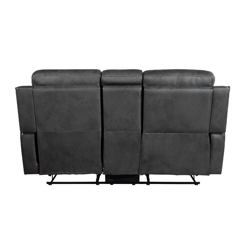 Gimo Dual Manual Recliner Loveseat | Dark Gray Microfiber | 72’’ BM336287