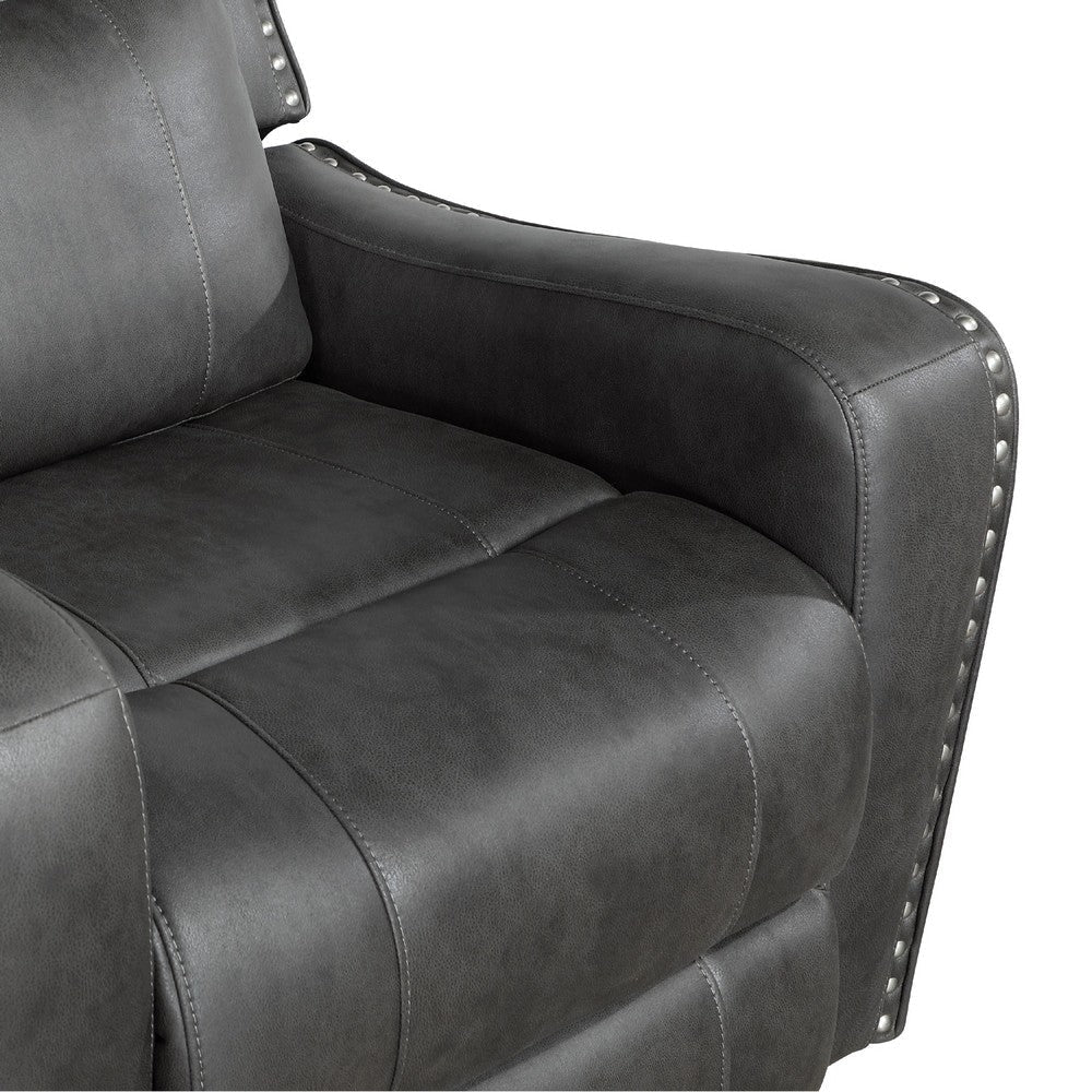 Gimo Dual Manual Recliner Loveseat | Dark Gray Microfiber | 72’’ BM336287