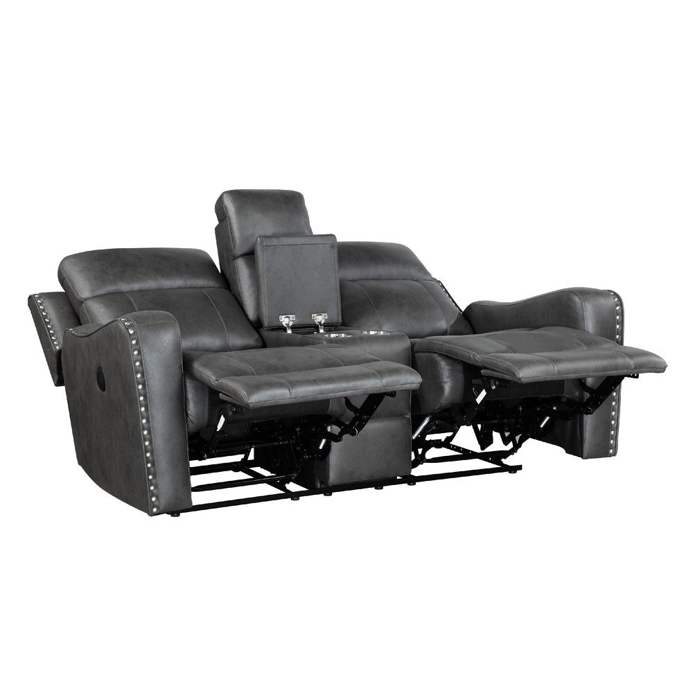 Gimo Dual Power Recliner Loveseat | Dark Gray Microfiber | 72’’ BM336288