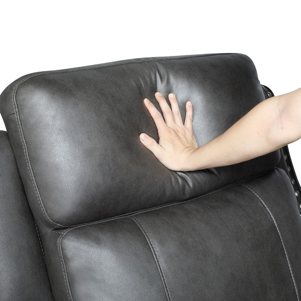 Gimo Dual Power Recliner Loveseat | Dark Gray Microfiber | 72’’ BM336288