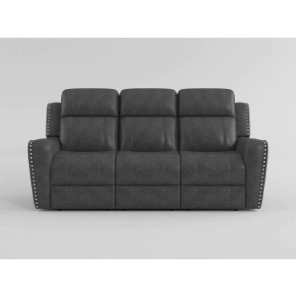 Gimo Dual Manual Recliner Sofa | Dark Gray Microfiber | 82’’ BM336289