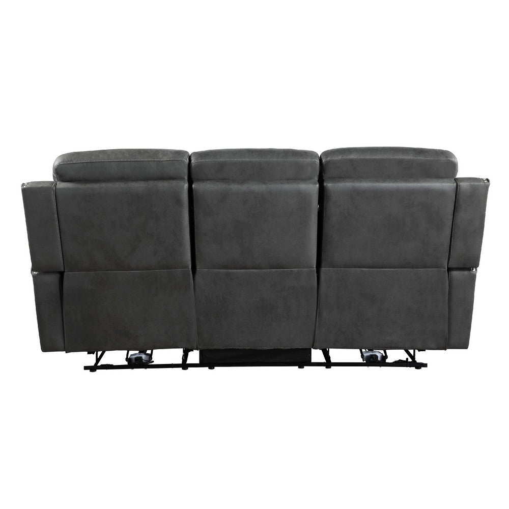 Gimo Dual Manual Recliner Sofa | Dark Gray Microfiber | 82’’ BM336289