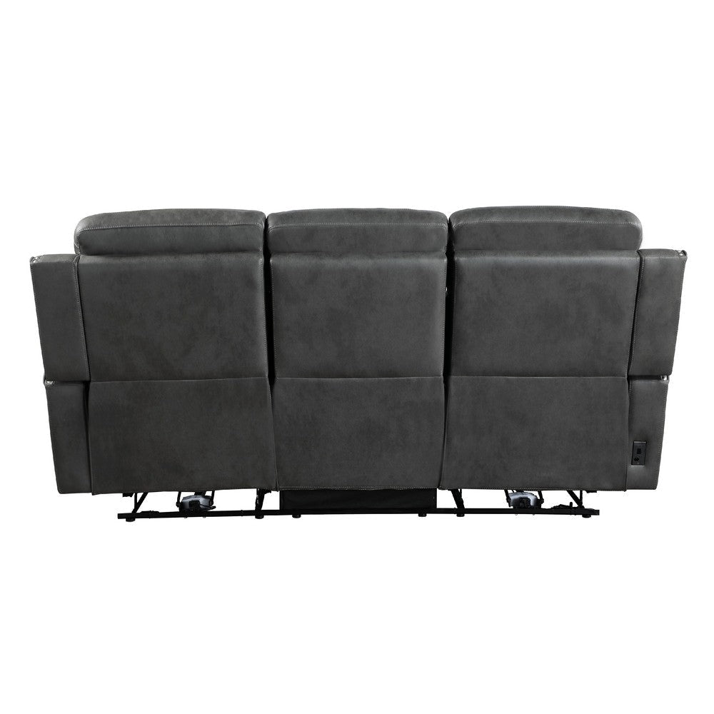Gimo Power Recline Sofa | Dark Gray Microfiber | USB Ports | 82’’ BM336290