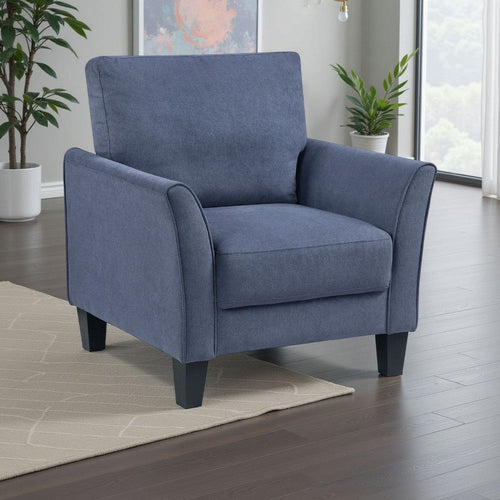 Xumo Sofa Armchair | Blue 34" | Black Tapered Wood Legs