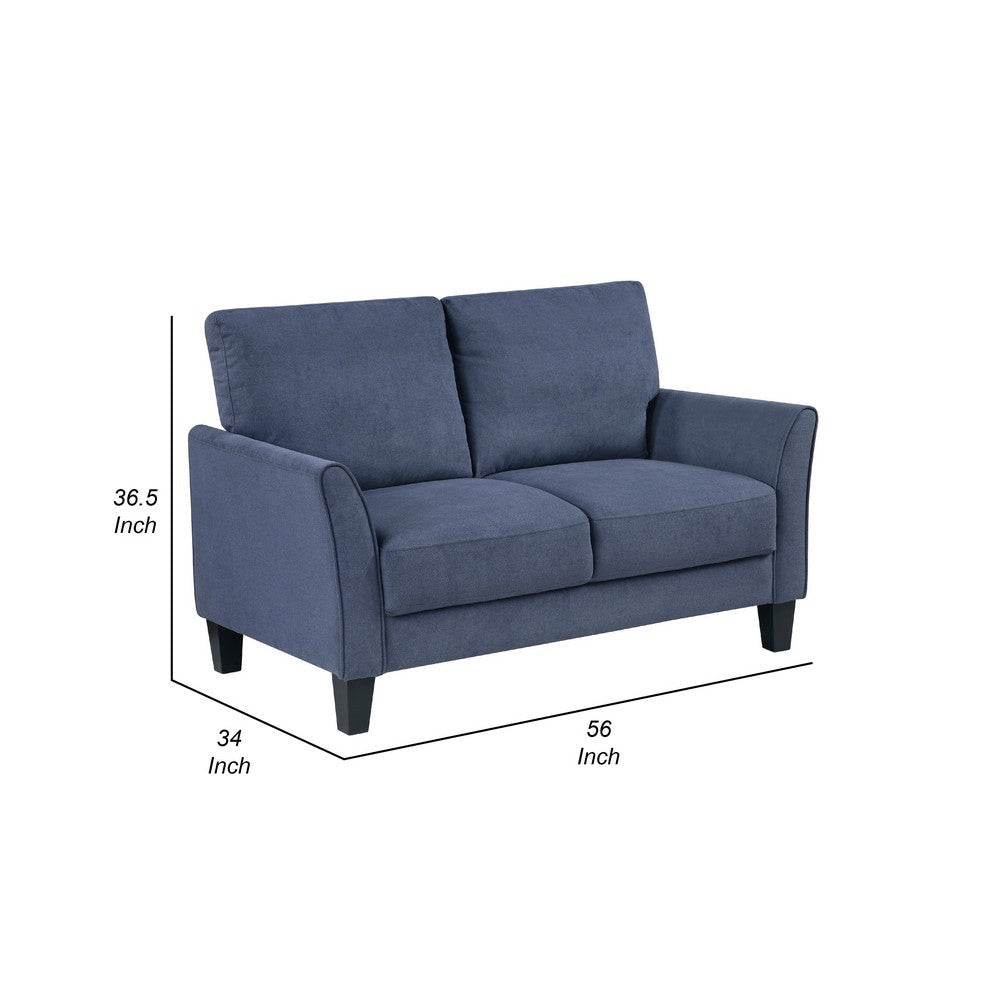Xumo Loveseat | Blue Fabric | 56’’ | Black Tapered Wood Legs BM336293
