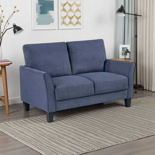 Xumo Loveseat | Blue Fabric | 56" | Black Tapered Wood Legs