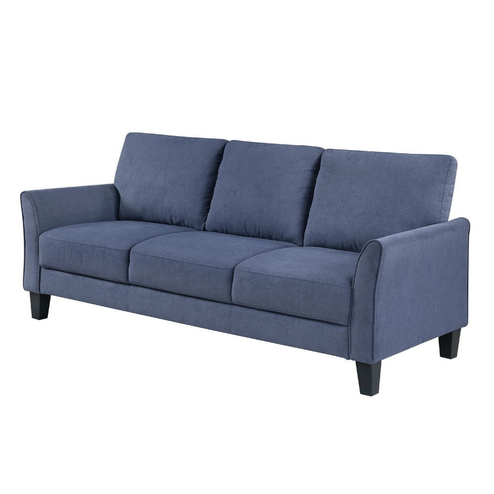 Xumo Sofa | Blue Fabric | 79’’ | Black Tapered Wood Legs BM336294
