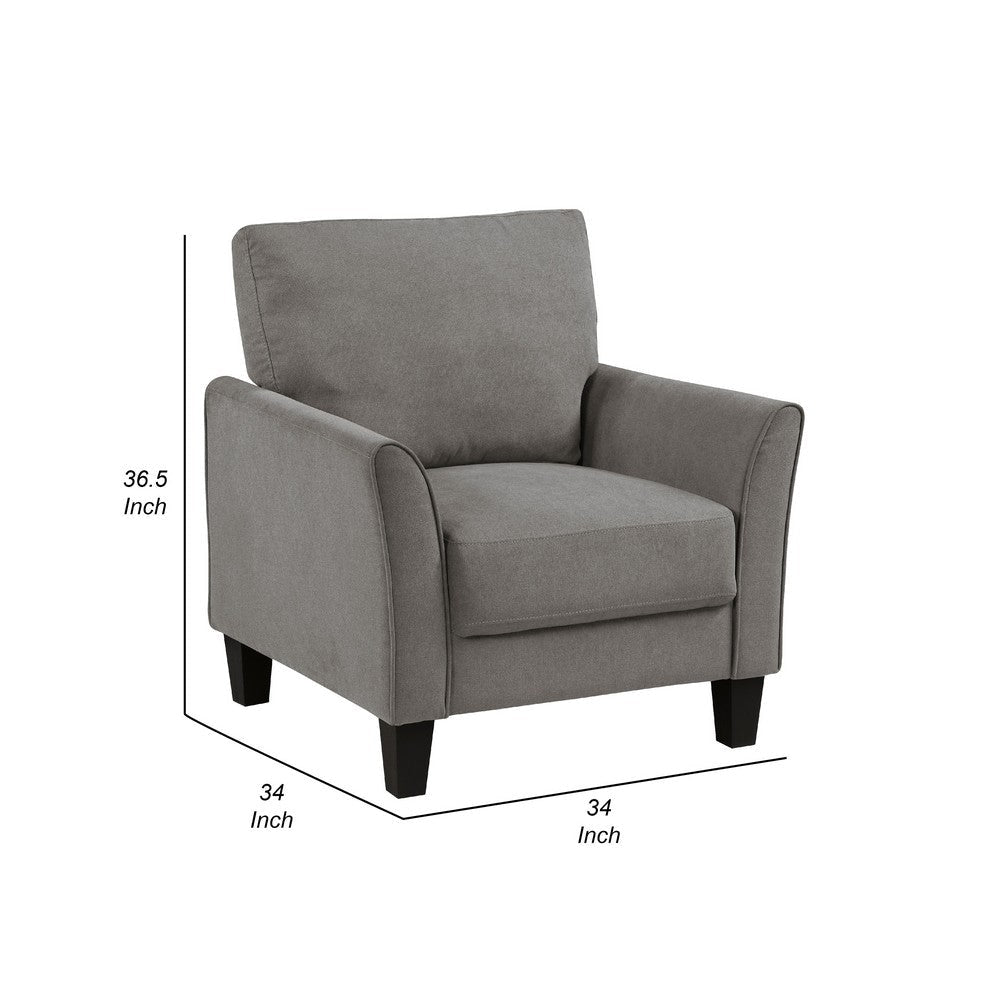 Xumo Sofa Armchair | Taupe Gray 34’’ | Black Tapered Wood Legs BM336295