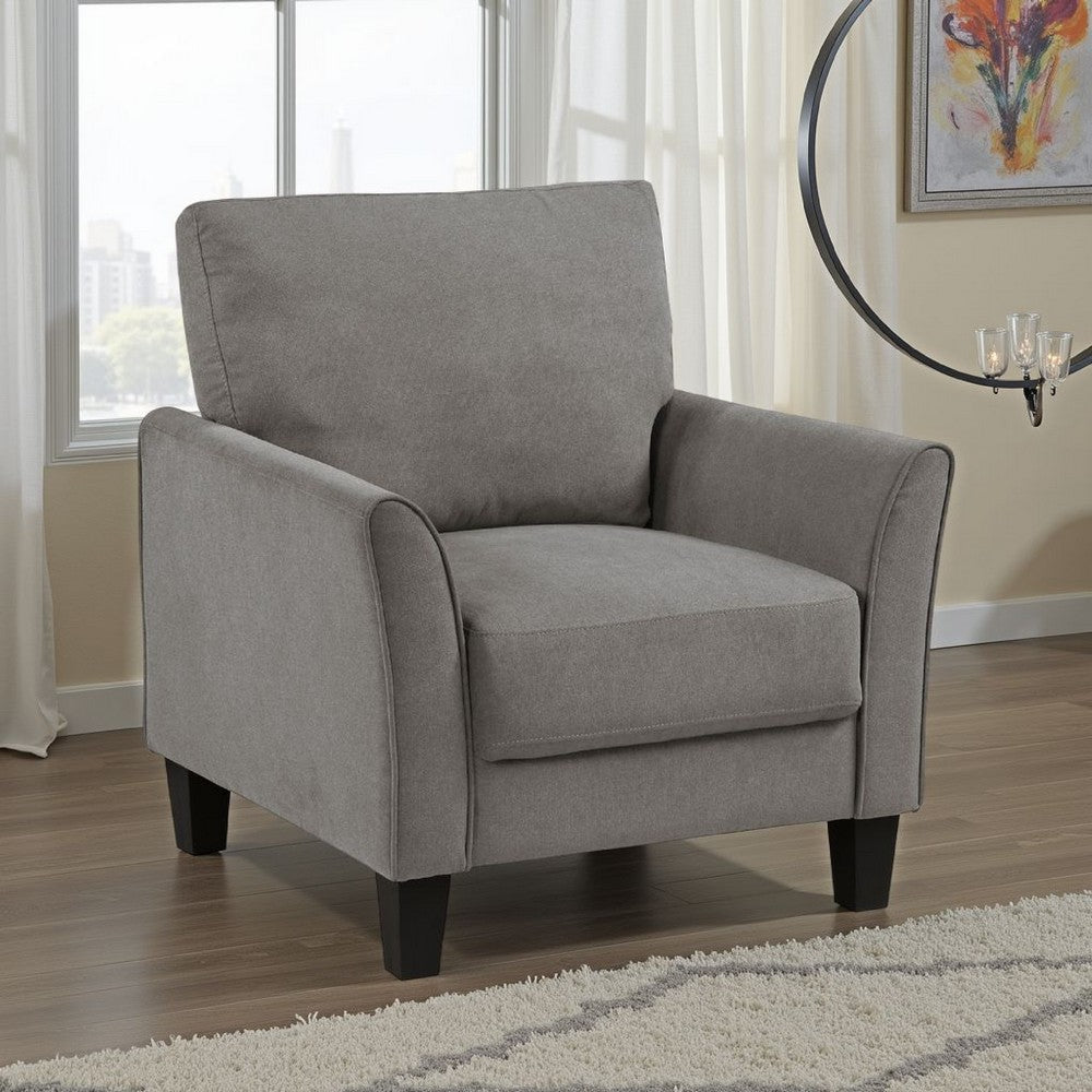 Xumo Sofa Armchair | Taupe Gray 34" | Black Tapered Wood Legs