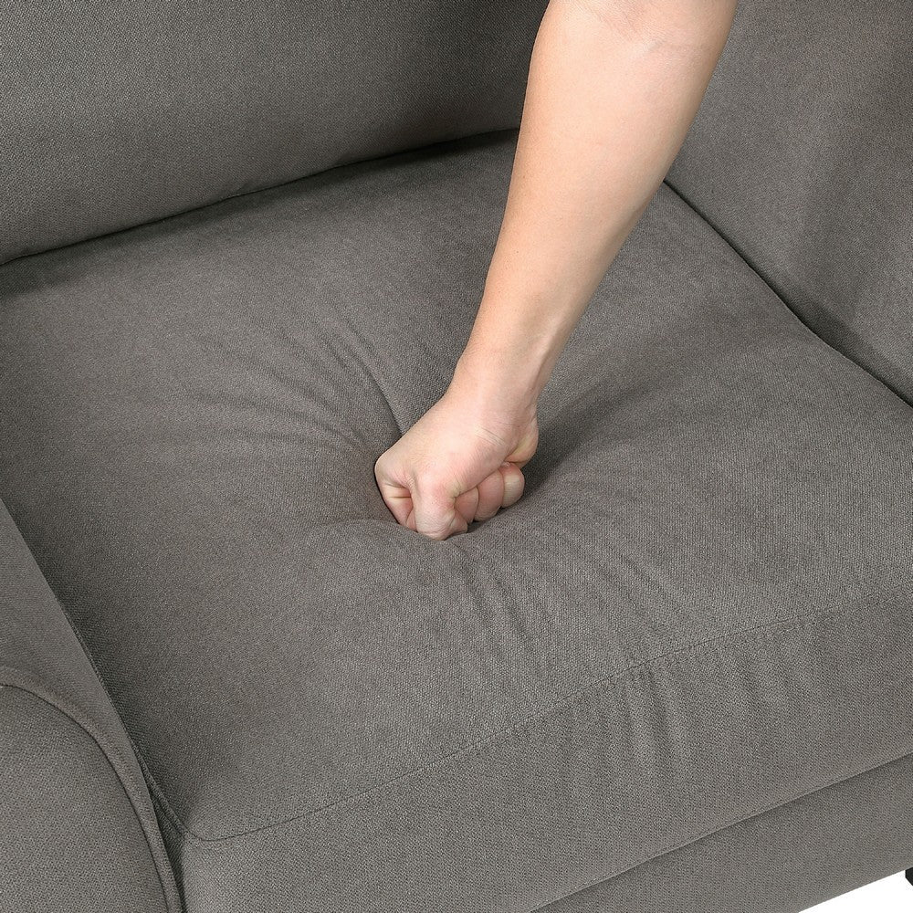 Xumo Loveseat | Taupe Gray Fabric | 56’’ | Black Tapered Wood Legs BM336296