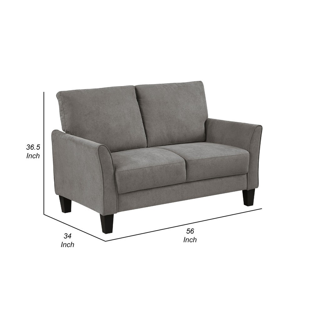 Xumo Loveseat | Taupe Gray Fabric | 56’’ | Black Tapered Wood Legs BM336296