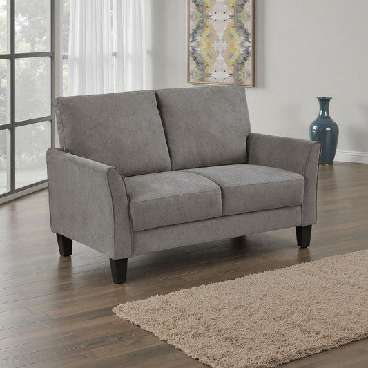 Xumo Loveseat | Taupe Gray Fabric | 56" | Black Tapered Wood Legs