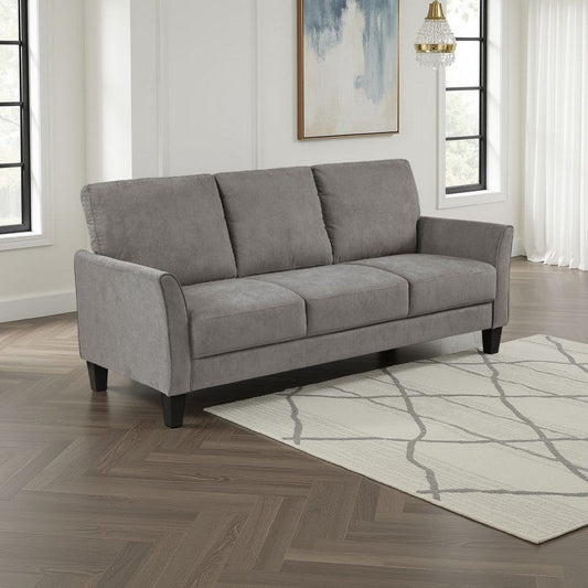 Xumo Sofa | Taupe Gray Fabric | 79" | Black Tapered Wood Legs