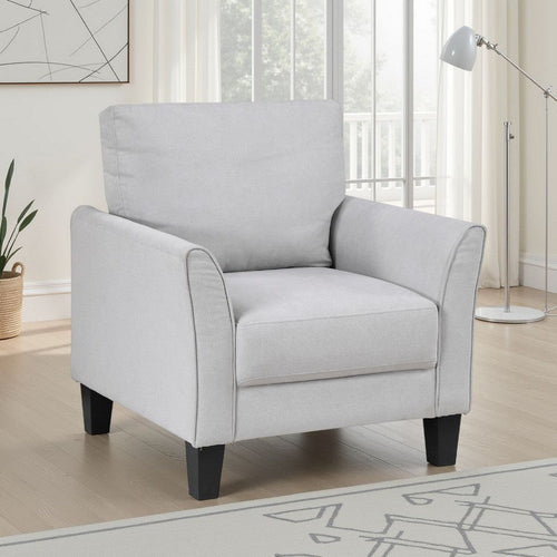 Xumo Sofa Armchair | Light Gray 34" | Black Tapered Wood Legs