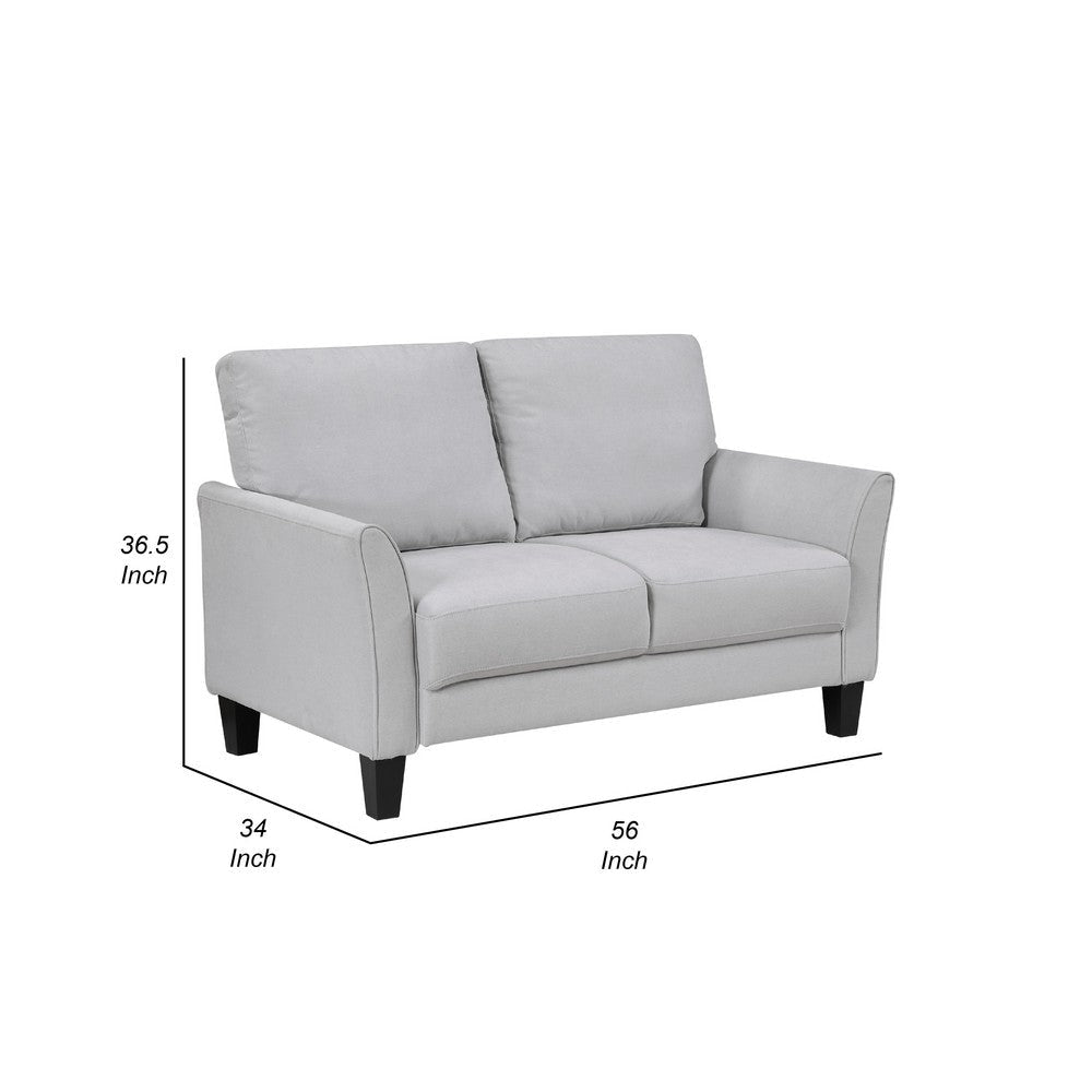 Xumo Loveseat | Light Gray Fabric | 56’’ | Black Tapered Wood Legs BM336299