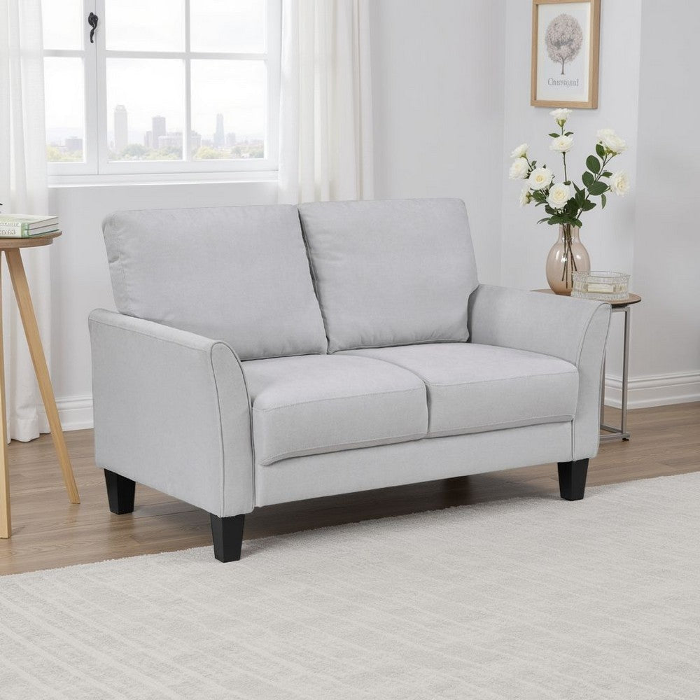 Xumo Loveseat | Light Gray Fabric | 56" | Black Tapered Wood Legs