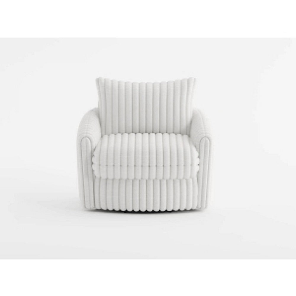 Goro Round Swivel Accent Chair | 39’’ | Beige Corduroy | Solid Wood