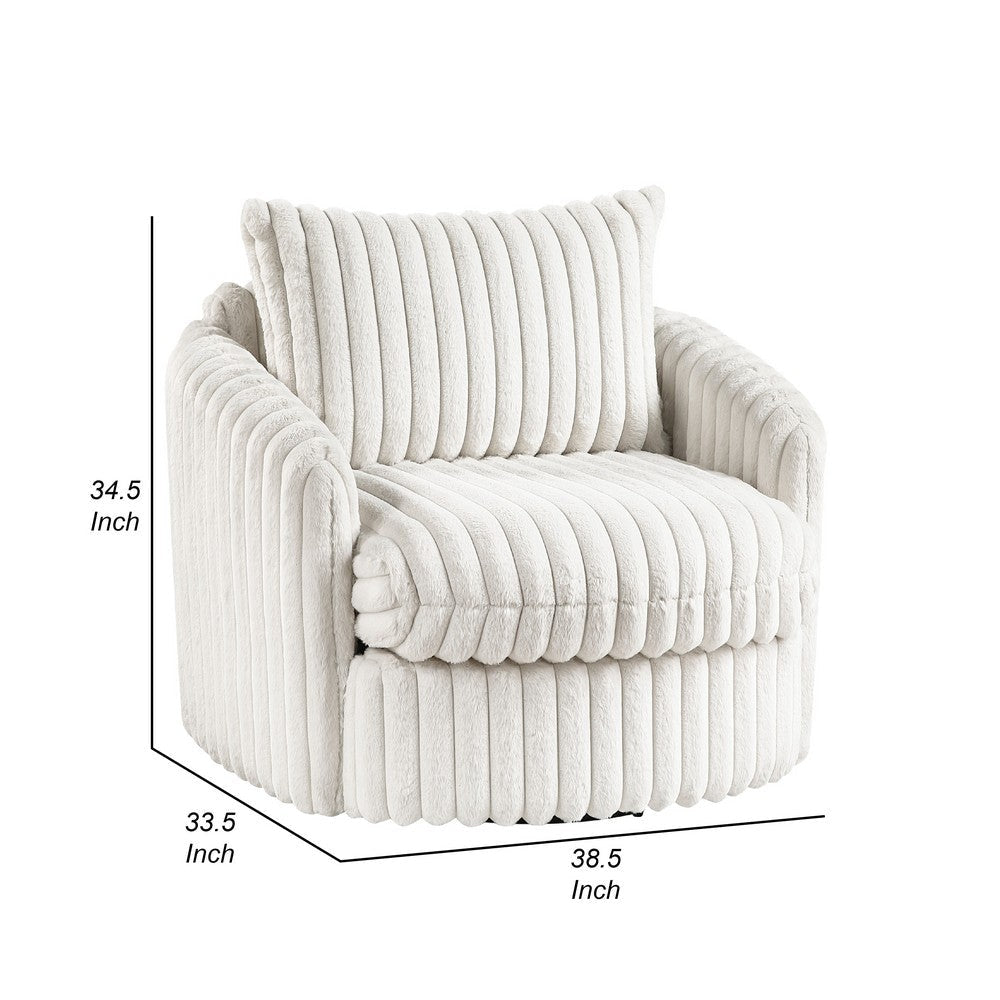 Goro Round Swivel Accent Chair | 39’’ | Beige Corduroy | Solid Wood